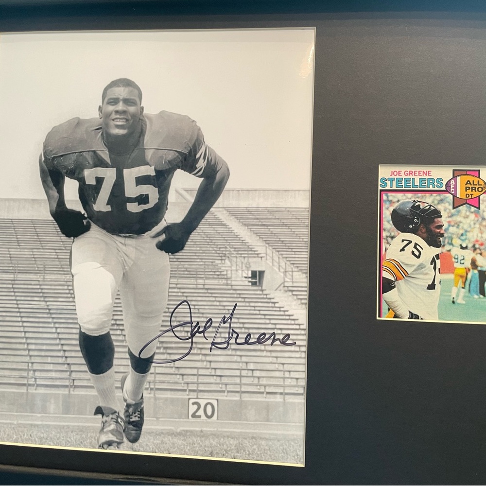 Very Rare Autographed Mean Joe Greene college photo